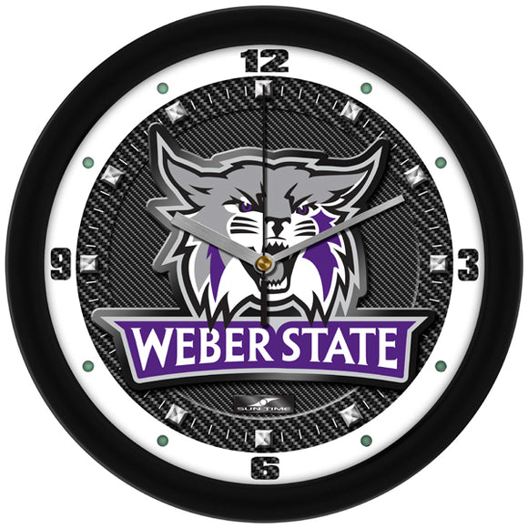 Weber State Wall Clock - Carbon Fiber Textured