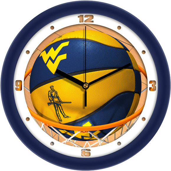 West Virginia Wall Clock - Basketball Slam Dunk