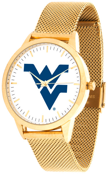 West Virginia Statement Mesh Band Unisex Watch - Gold