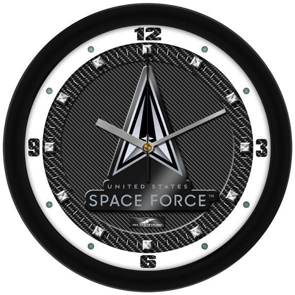 US Space Force Wall Clock - Carbon Fiber Textured