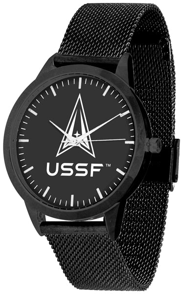 US Space Force Statement Mesh Band Unisex Watch - Black - Black Dial