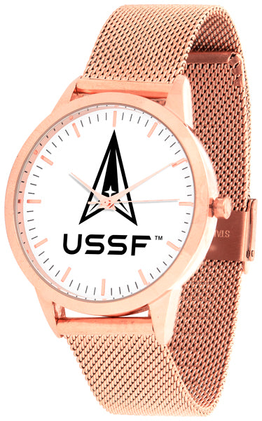 US Space Force Statement Mesh Band Unisex Watch - Rose