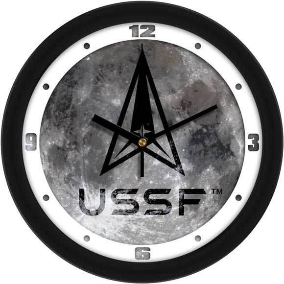 US Space Force Wall Clock - Weathered Wood